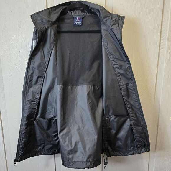 Tommy Hilfiger Windbreaker Jacket Men Large Black Gray Full Zip - Picture 2 of 8